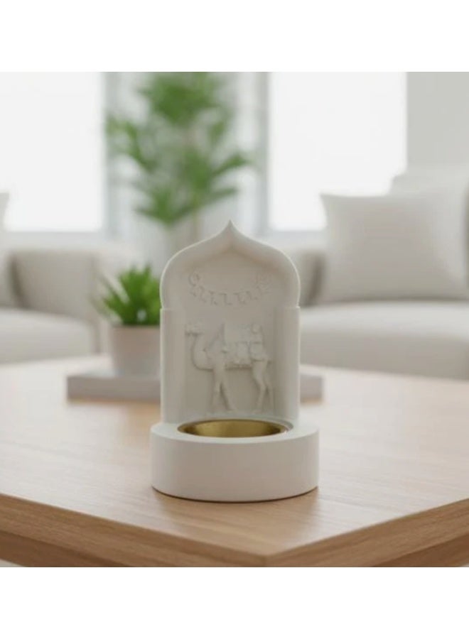 Akdc Chalk Porcelain Incense Burner Â€“ Smooth White Design Â€“ 12 Cm Decorative Fragrance Piece - Image 1